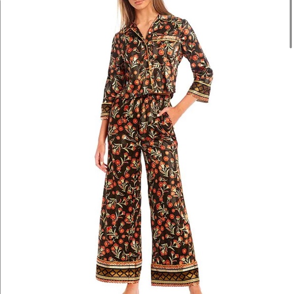 Free People Other - Free People Pajama Party Floral Collar 3/4 Sleeve full length sleep set sz XS